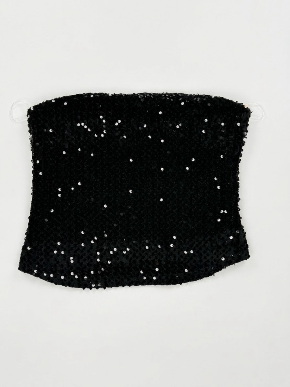 HYFVE Black Sequin Strapless Crop Top